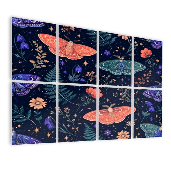 Gothic 8 Pack Art Acoustic Panels Sound Absorbing Mystical Garden Butterfly Vibrant Flowers Decorative Soundproof Wall Panels Self Adhesive for Nursery Game Room Bedroom 48"x32"
