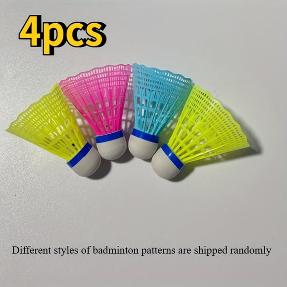 4pcs Glow-In-The-Dark Luminous Badminton Set - Durable Plastic Shuttlecocks for Night-Time Outdoor Fun, Family-Friendly Entertainment, Random Styles And Colors