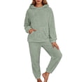 thumbnail image 2 of Lixiuxyad Soft Pajama For Long Sleeve Fall Fashion Casual Fleece Hoodie Pullover Loungewear 2 Piece With Pocket Womens Pajama Sets L, 2 of 5