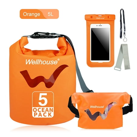 Outdoors Cafe And Bar Set of 3 Waterproof Dry Bag Waist Pack and Phone Case Outdoor Travel Beach Storage Bags for Kayking Rafting Boating ()