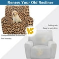 thumbnail image 3 of SCRAWLGOD Fur Leopard Print Stretch Recliner Covers 4 Pieces, Soft Chair Covers, Durable Recliner Sofa Slipcover, Fitted Non Slip Reclining Slipcovers for Pets, 3 of 7