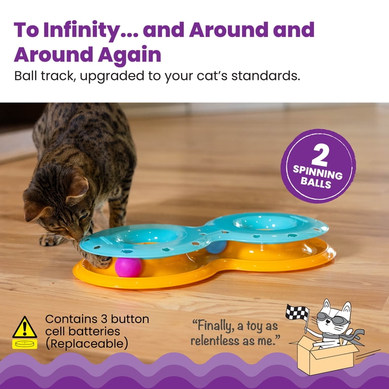 Catstages Meowsome Infinity Ball Track for Cats, Figure-8 Shaped, Compatible with 2-in-1 Topper Toys, Blue