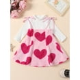 thumbnail image 3 of Elippeo Toddler Kid Girl Clothing Fall 2Pcs Outfit 6M 12M 18M 24M 3Y 4Y 5Y Ribbed Long Sleeve High Neck Pullover Tops Heart Print A-Line Slip Fuzzy Dress, 3 of 10