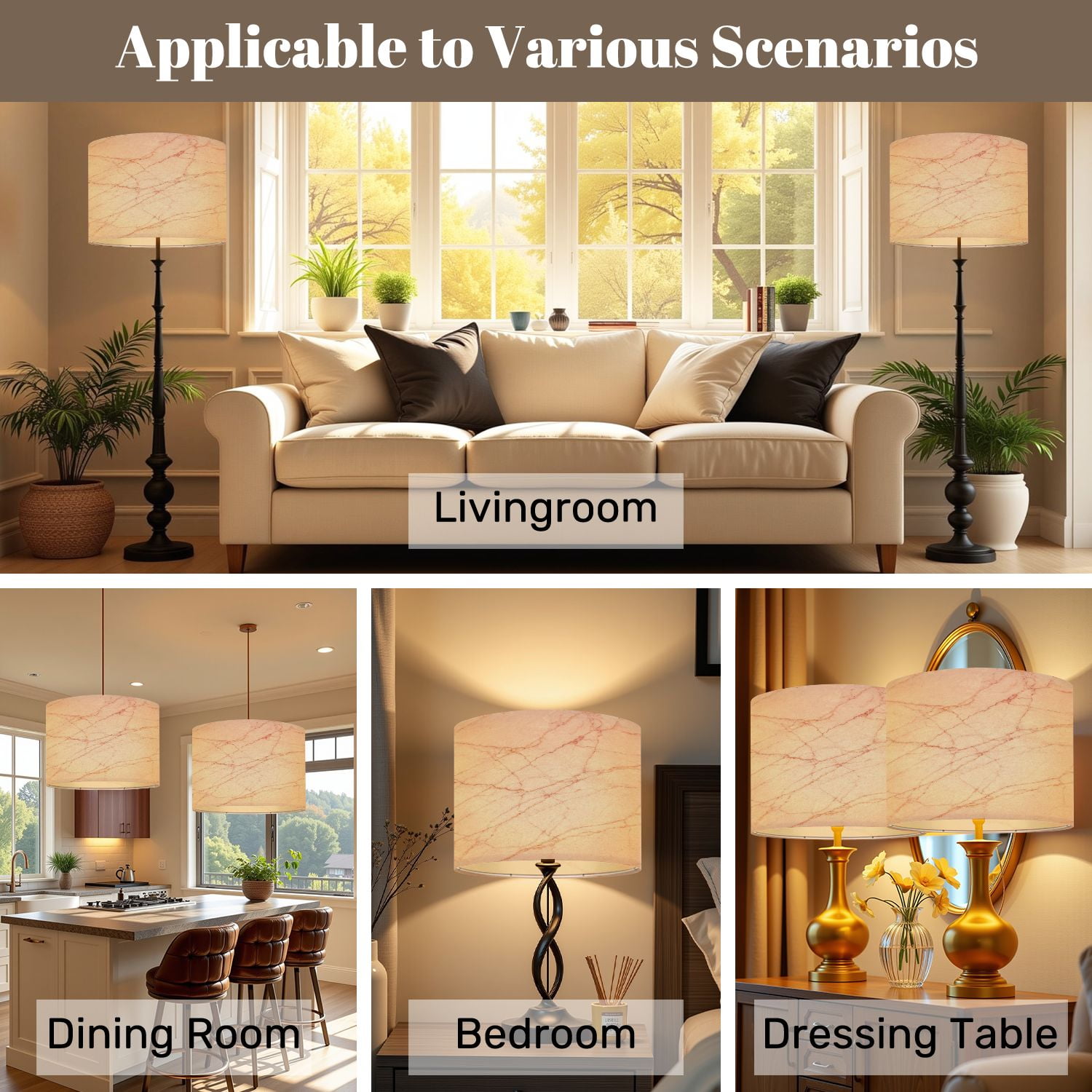 Lampshades 2 Pack rose gold marble wall texture for design art work seamless tile stone 13"x13"x10" Light Shade for Table Lamps Floor Lamps Drum Lamp Shades Lampshade Replacement Easy Assembly