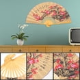 thumbnail image 2 of Abanico plegable de pared oriental con diseño de flores, fondo de pared, abanico grande artesanal, 2 of 8