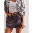 thumbnail image 6 of Women'S High Waisted Button Front Denim Skort Asymmetrical Hem Skirt Shorts Gray XL, 6 of 8