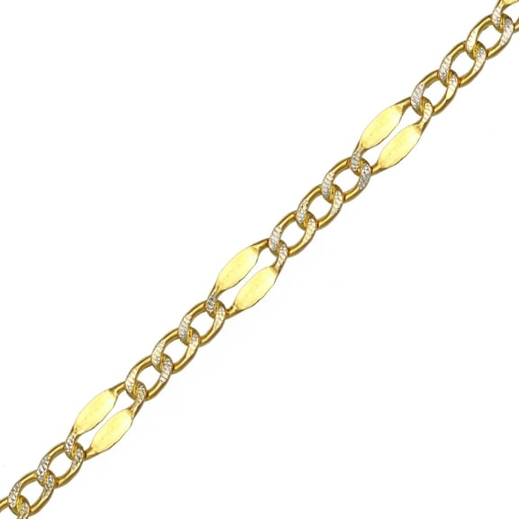 Brilliance Fine Jewelry 10K Two-Tone YW Gold DC Bow Figaro Chain Necklace, 18"