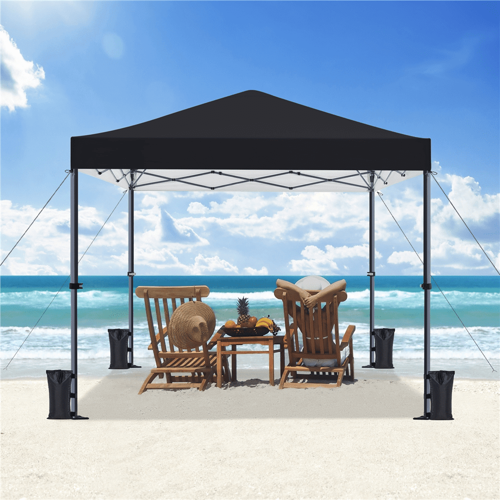 Renwick 8x8 Ft Instant Pop Up Canopy with One Push To Lock Setup Mechanism, Black