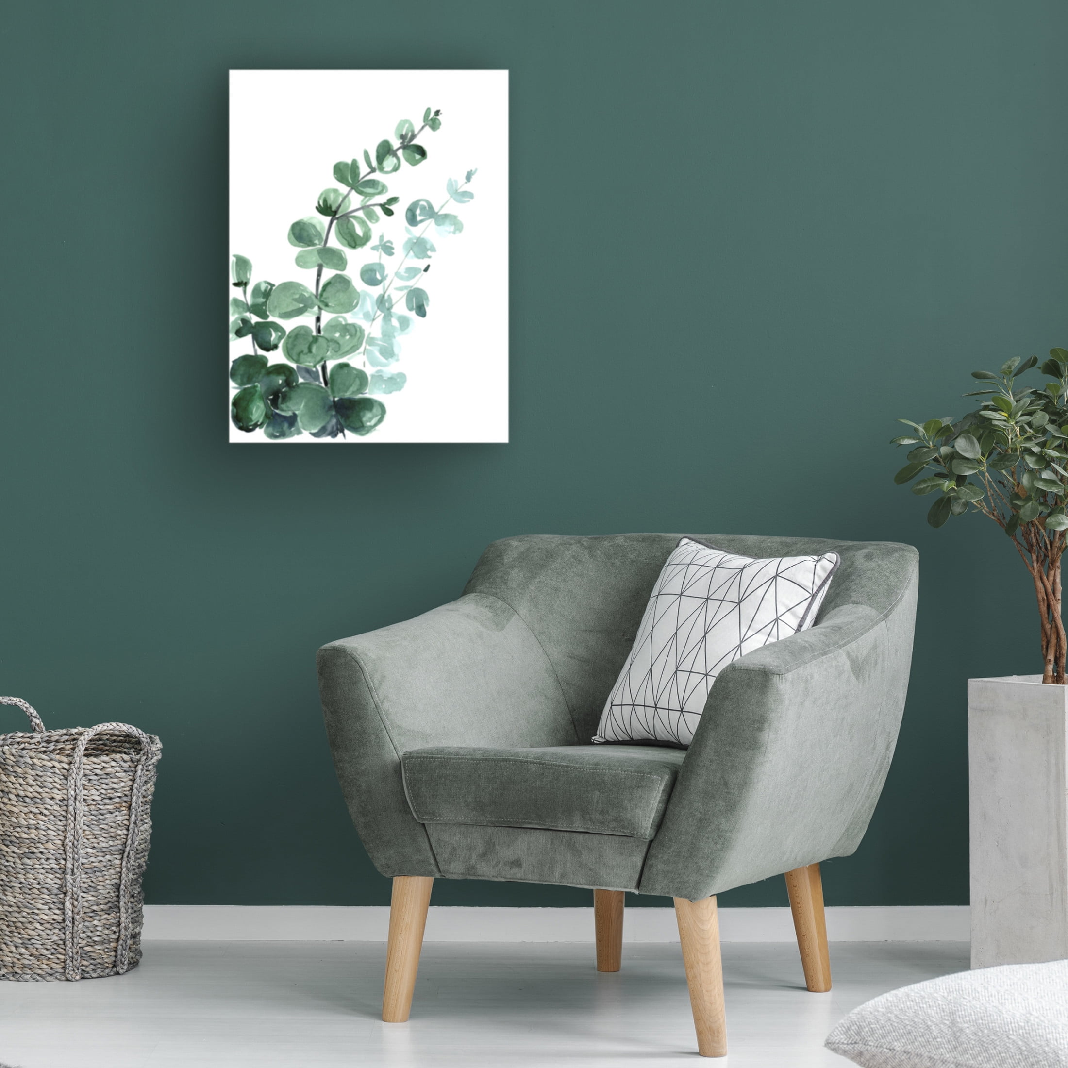 Canvas Wall Art - blursbyai 'Watercolor Eucalyptus Bouquet' Wall Art for Living Room, Bedroom, or Office Décor by Trademark Fine Art - 14 x 19 Inches