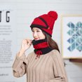 thumbnail image 2 of Clearance! Hassda Womens Winter Hat 3PCS Womens Winter Scarf Set Thickend Knitted Hat Scarf Face Cover Outdoor Winter Hats for Women Knit Hats for Women Red, 2 of 6