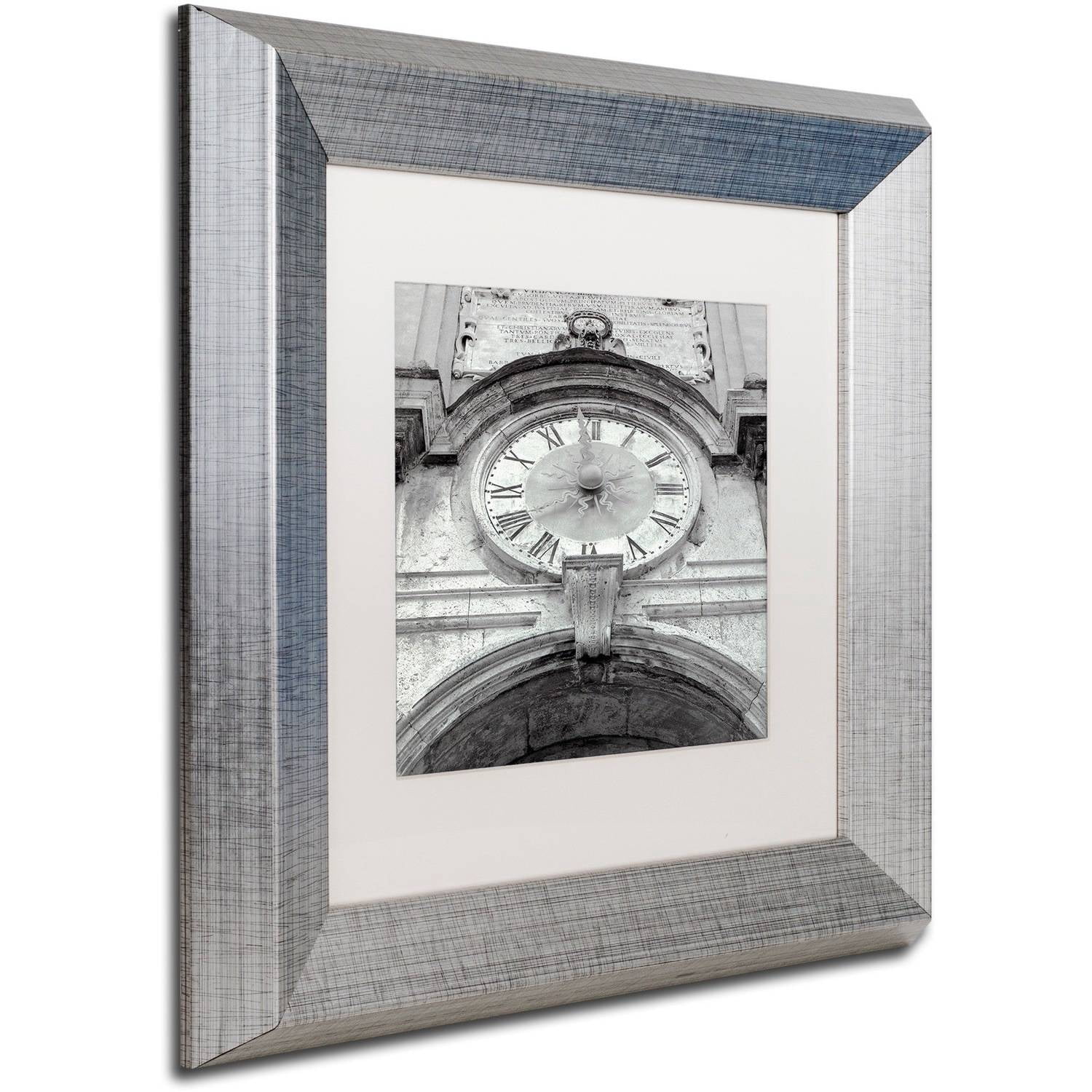 Trademark Fine Art "Il Grande Ororlogio I" Canvas Art by Alan Blaustein, White Matte, Silver Frame