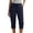Dark Blue, variant on Women's Stretchy Yoga Leggings Summer Knee Length with Pockets Comfy