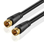 TNP coaxial cable (6 Feet) with F connectors F-Type Pin Plug Socket Male Twist-On Adapter Jack with Shielded Rg59 Rg-59/U coax Patch cable Wire cord Black