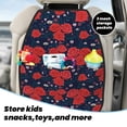 thumbnail image 5 of Pofeuu Rose Flower Print 2 Pack PU Leather Kick Mat Back Seat Protector, Universal Car Seat Back Organizer, Waterproof Backseat Protector For Most Car, 5 of 8