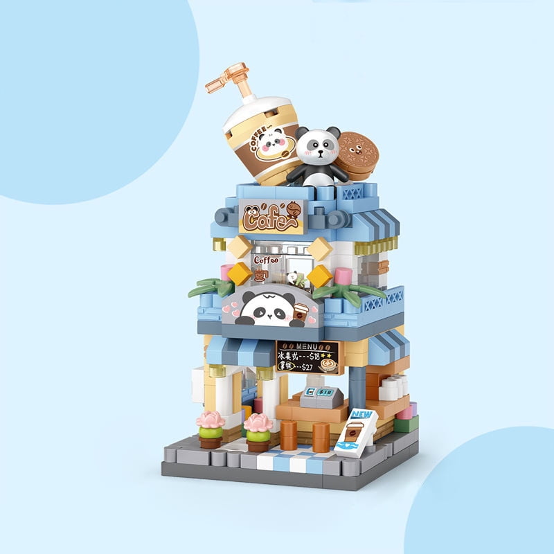 Haibin 4 Sets Street View Gourmet Food Shop Mini Building Blocks, MOC Creative DIY Mini Bricks House Set, Awesome Building Toys Gift for Kids and Adults for Kids 6+