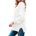 thumbnail image 4 of Fall Winter Crewneck Women Casual Knit Sweater Ribbed Side Slit Loose Pullover, 4 of 5