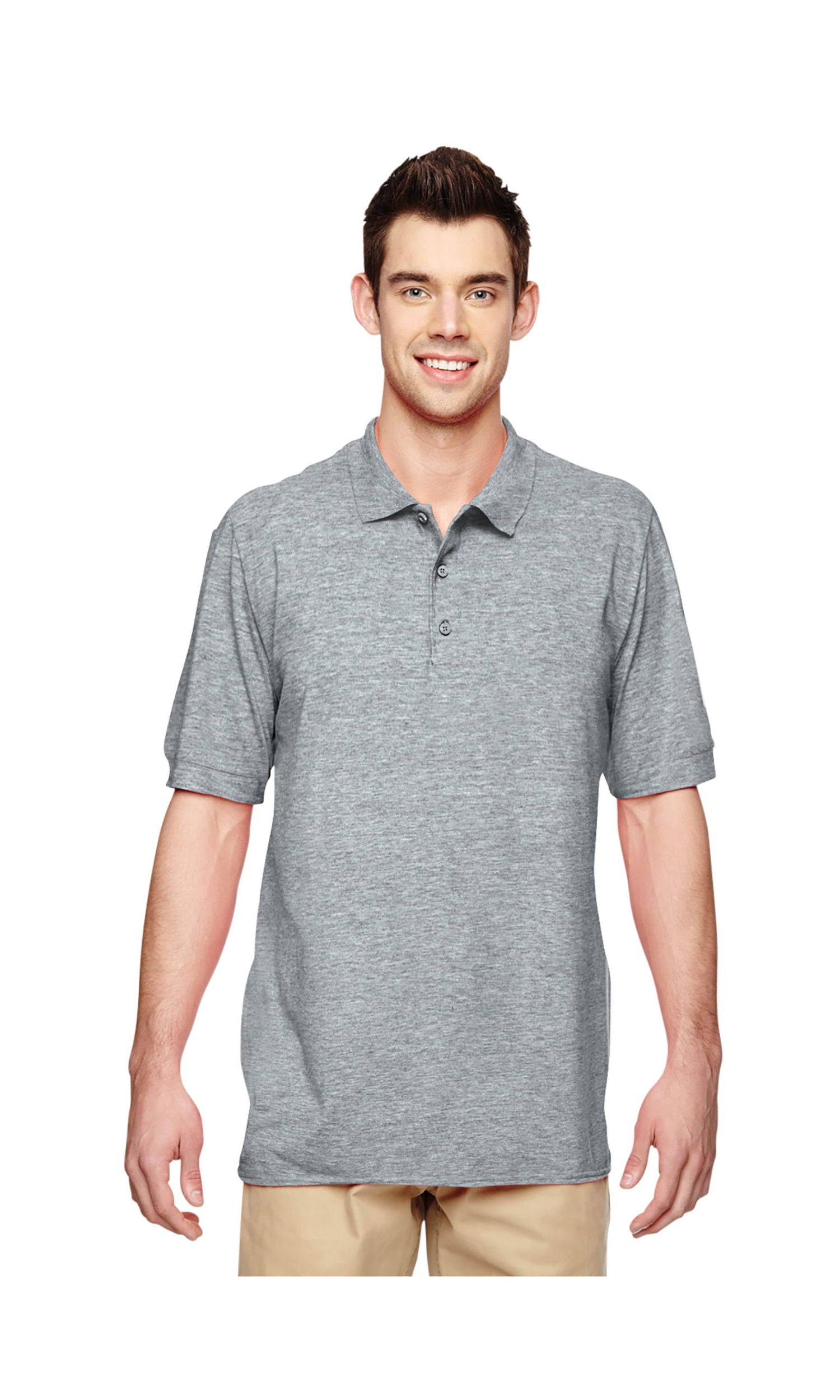 Gildan Mens Moisture Wicking Bottom Hem Pique Polo Shirt