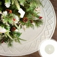 thumbnail image 3 of BESTSKY White Knitted Christmas Tree Skirt 24 Inch Cable Knit Design Thick Rustic Classic Christmas Tree Mat Christmas Decorations Home Party Décor Cream Beige, 3 of 7