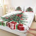 thumbnail image 3 of Manfei Chic Christmas Tree Twin Sheet Sets,Happy New Year Twin Fitted Sheet,White Green Red Flat Sheet For Girls Kids,Microfiber Bedroom Decor,3 Pieces, 3 of 7