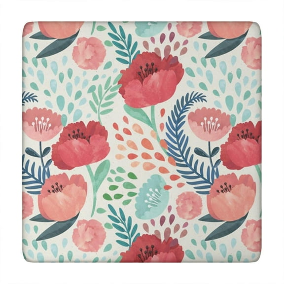 Square Tablecloth with Elastic Edges 34 * 34 Inch Waterproof Floral Rose Table Cover Washable Indoor and Outdoor for Party Kitchen Dinner Banquet Patio Picnic