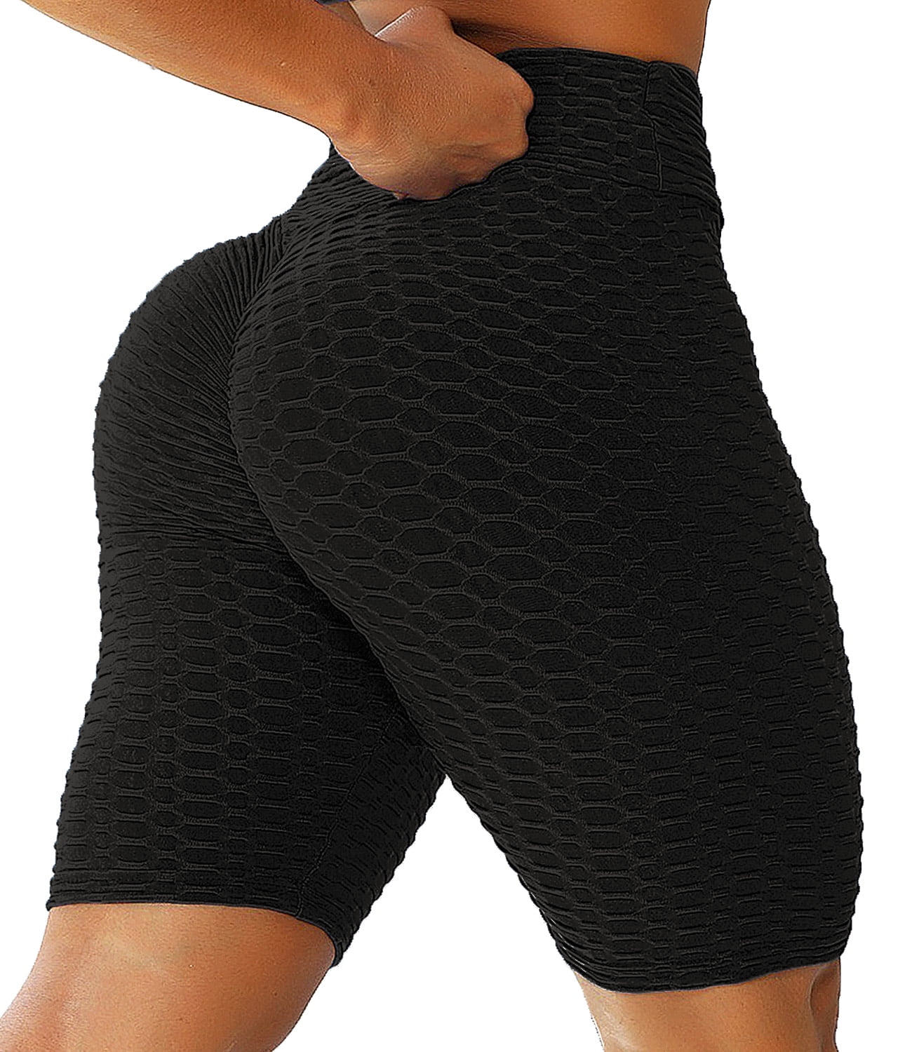 SEASUM Women's Biker Shorts Yoga Leggings Tummy Control Textured Butt ...