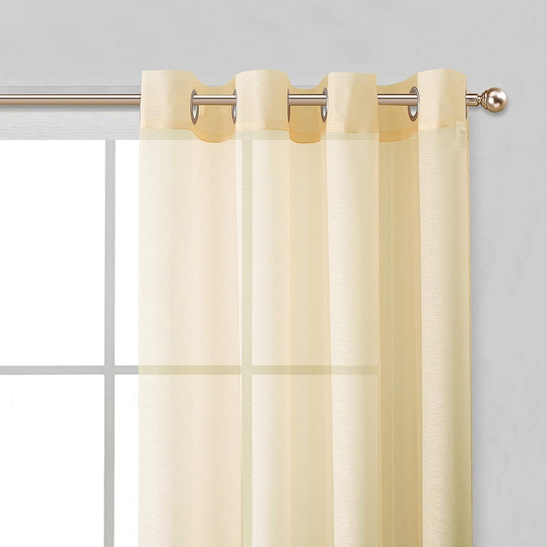 Dainty Home Malibu Textured Semi-Sheer Grommet Top Curtain Panel Pair, 108" x 84" In Beige