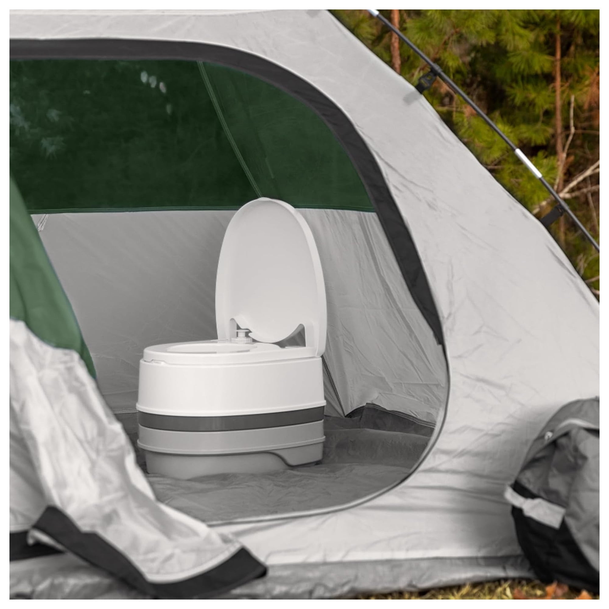 Camco Premium Portable Travel Toilet , 2.6 Gallon, Measures 13 5/8-inches (H) x 16 5/16-inches (W) x 18 5/8-inches (D) (41535) , White