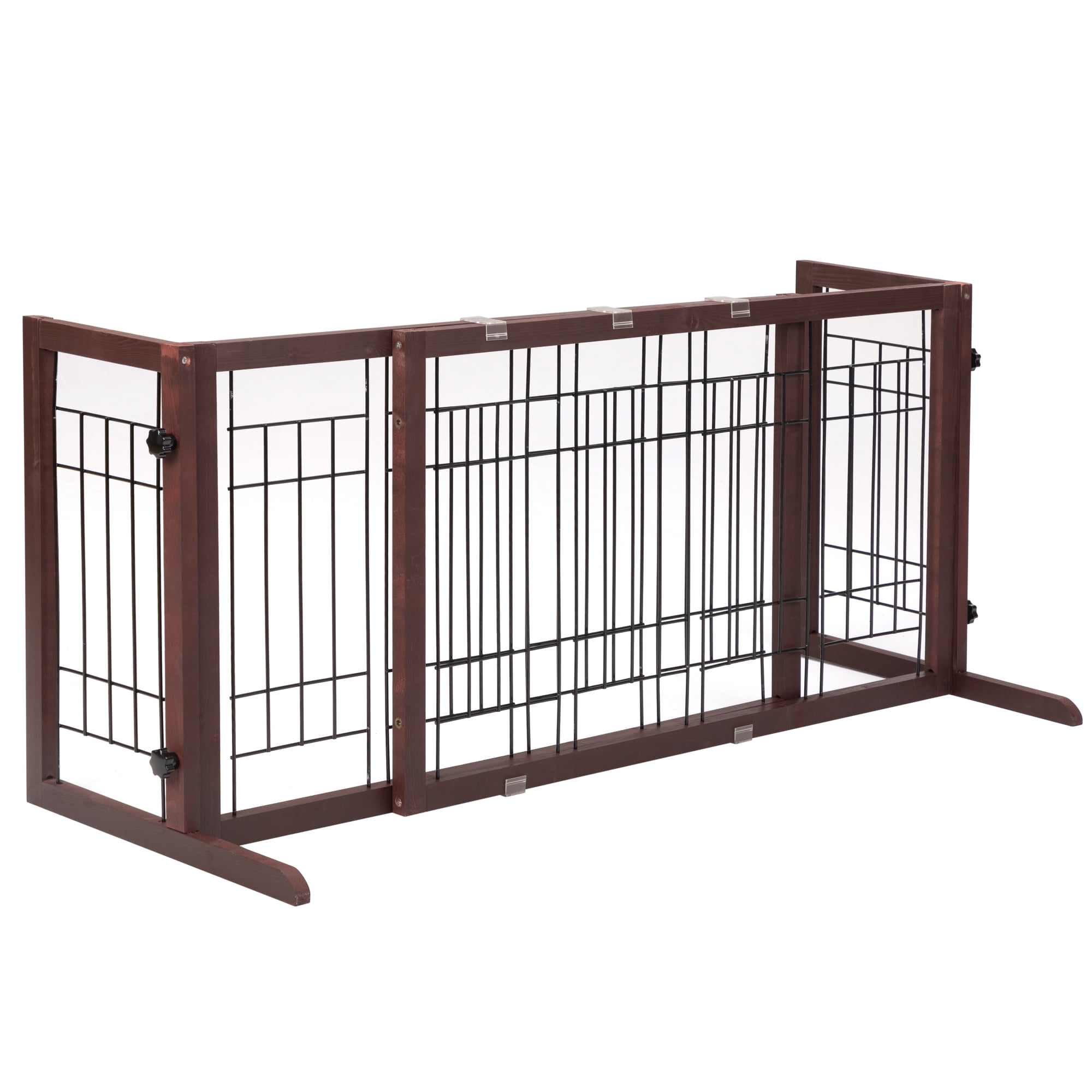 Pefilos 38"-71" Adjustable Wood Pet Gate for Dogs, Indoor Freestanding Dog Fence for Doorways, Stairs, Brown Pefilos 38"-71" Adjustable Wood Pet Gate for Dogs, Indoor Freestanding Dog Fence for Doorways, Stairs, Brown
