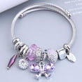 thumbnail image 2 of Femmes en Acier Inoxydable Cristal Papillon Charmes Bracelets Fil Câble Strass Disco Boule Ouvert Manchette Réglable Bracelet Bijoux, 2 of 4