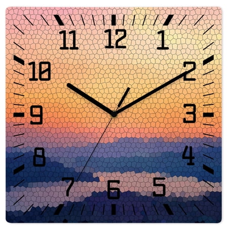 Wall Clock Orange Hexagonal Tiles Operated Square Clocks Wooden Silent Non-Ticking Wallclock 10 Inch Ombre Honeycomb Wood Wall Clock for Living Room Bedroom Office Shool Home Decor
