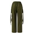 thumbnail image 7 of WTXUE Cargo Pants For Women High Waisted, Scrub Pants 2024 Cargo Pants Woman Relaxed Fit Waisted Zipper Slim Drawstring Waist Pockets, Slacks Pantalones De Mujer, 4-Olive green, 7 of 7