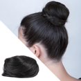 thumbnail image 2 of LHWEN Clip Wrap Wig Small Wrap Ball Head Wig Female Straight Hair Circle Black Brown Dished Hair Fluffy And Natural Beauty Salon Straight Hair Fun Lace Wavy Curls Braided Hair Synthetic Hair, 2 of 7