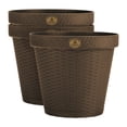 thumbnail image 1 of Kit 3 Macetas Rattan Del 25, Plato Anti Escurrimiento (oro viejo), 1 of 3
