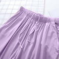 thumbnail image 5 of Lenpel Wide Leg Knee Length Pj Bottoms for Women Pleated Drawstring Elastic Waist Cropped Pajama Pants Comfy Soft Lounge Sleep Bottoms, 5 of 6