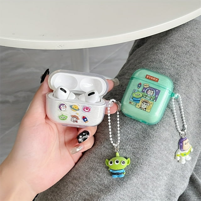 Disney 1Pc New Protective Case With Keychain Lanyard For Airpods - Glitter Toy Story Buzz Lightyear & Alien Design, Cartoon Silicone Soft Shell Compatible With For Airpods 1, 2, 3 & Pro 2