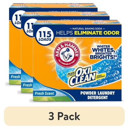 (3 pack) ARM & HAMMER Plus OxiClean Powder Laundry Detergent, Fresh Scent, 115 Loads
