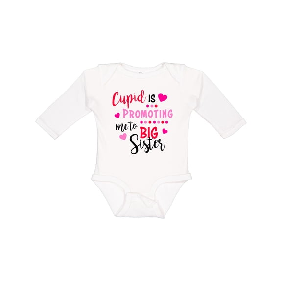 Inktastic Cupid is Promoting Me to Big Sister Girls Long Sleeve Baby Bodysuit