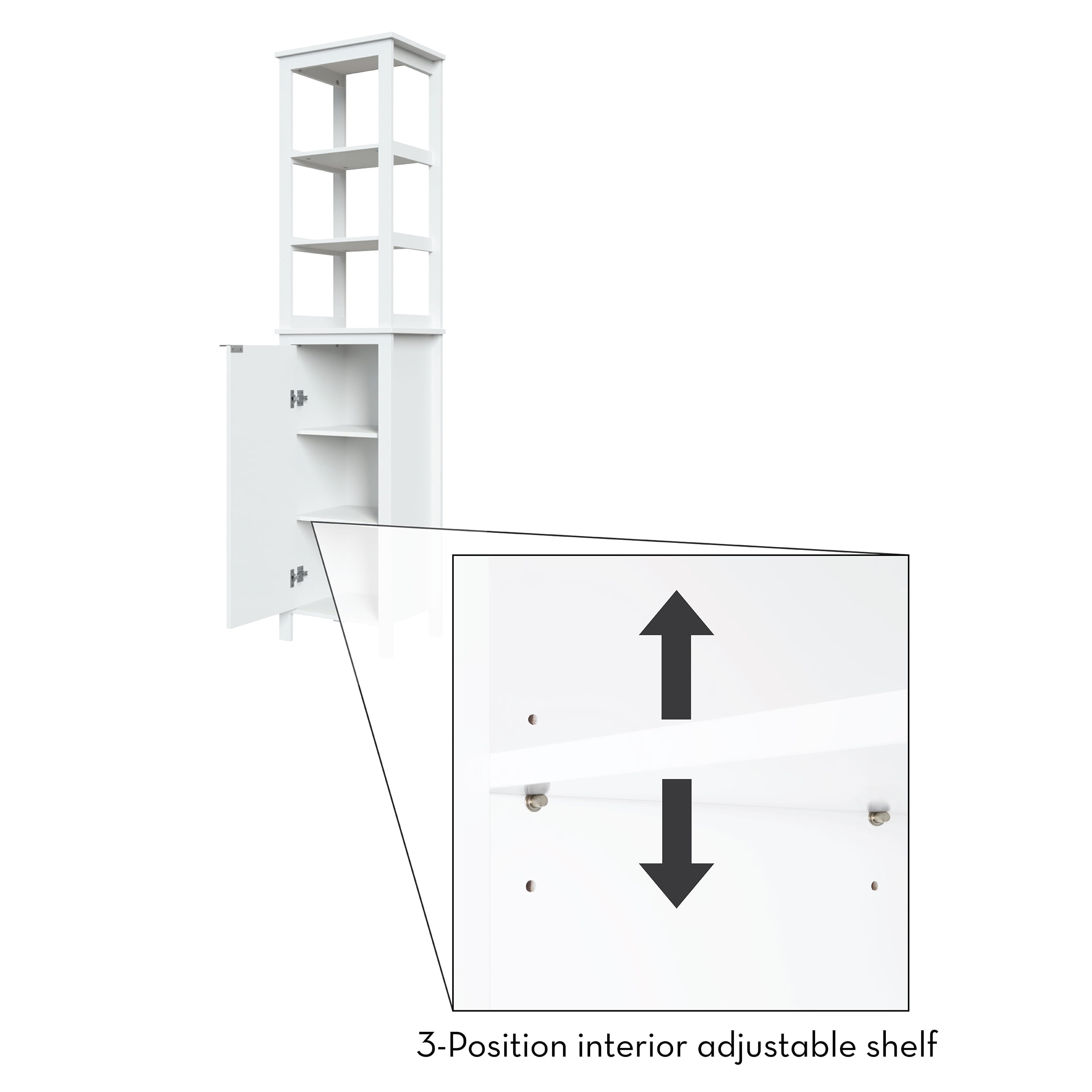 RiverRidge Madison Tall Bathroom Storage Linen Cabinet Organizer with Door - White