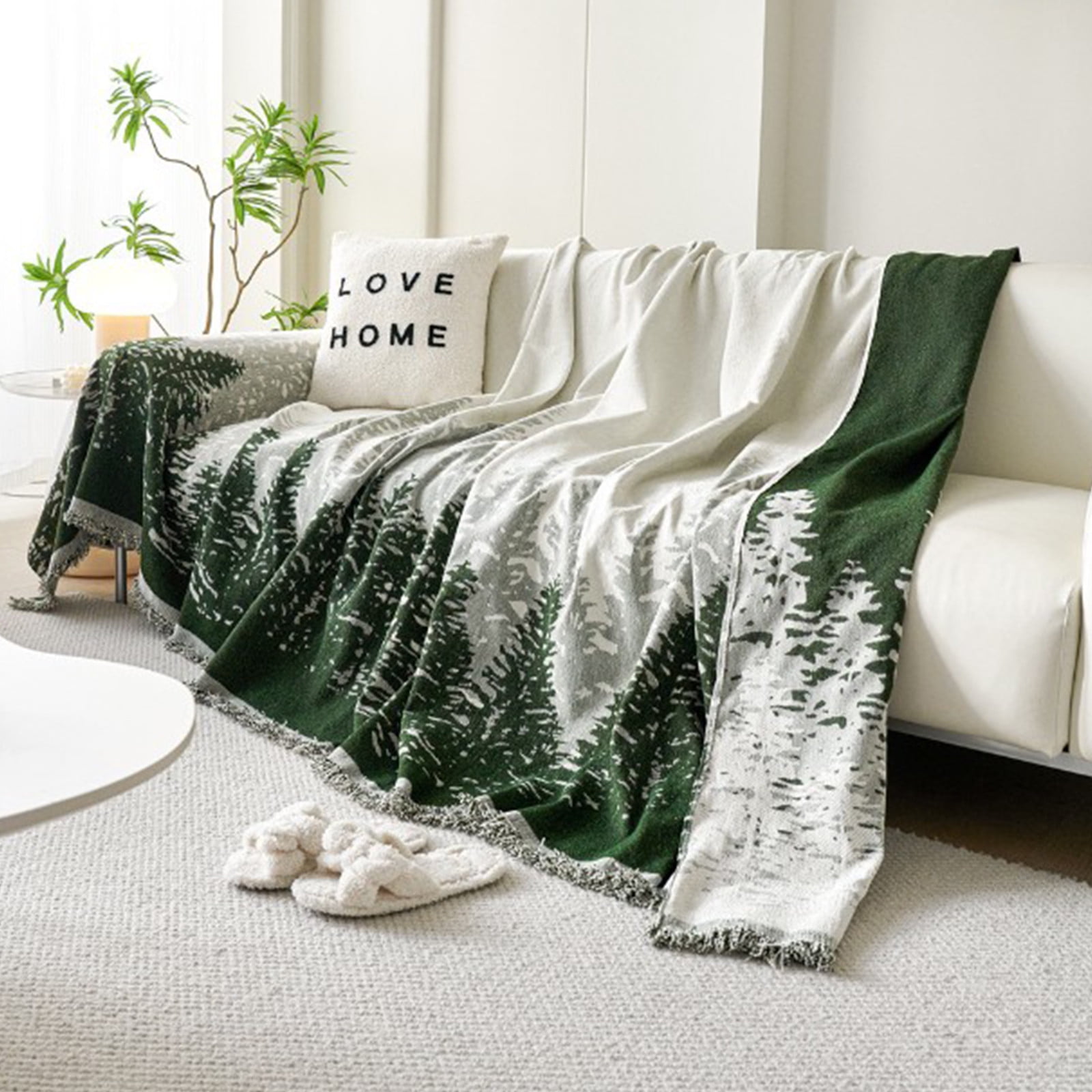 Holloyiver Soft Thickened Sofa Covers, Shrub Tree Vintage Couch Cover for Dogs, Loveseat Futon Cover for 2 Cushion Couch, Reversible Furniture Protector Cover, Multi-Use Blanket 51"x71"