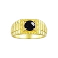 thumbnail image 1 of RYLOS Men's Ring Yellow Gold Plated Silver Ring, 7MM Round Shape Gemstone Designer Style Rings Cabochon Onyx October Birthstone Rings Silver Size 11, 1 of 7