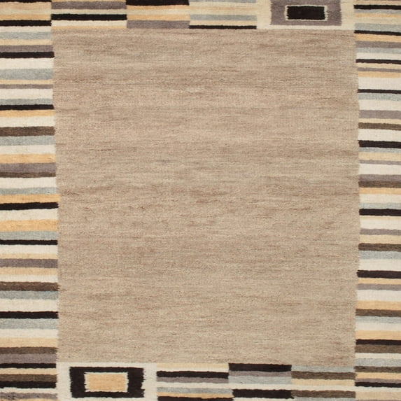 Ahgly Company Machine Washable Indoor Square Contemporary Orange Salmon Pink Area Rugs, 5' Square