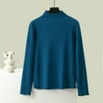 thumbnail image 2 of YUGYXL Cotton Long Sleeve Shirts for Women Slim Fit Tshirts Basic Tops Casual Mock Neck Thermal Shirts Layering Undershirts Blue XL, 2 of 6