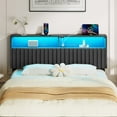 thumbnail image 4 of Greenstell Full Size Adjustable Storage Headboard Only - Modern Upholstered Head Board with LED Lights, Charging Station & Soft Padding, Dark Gray, 4 of 8