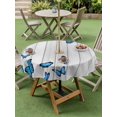 thumbnail image 4 of Outdoor Tablecloth with Umbrella Hole for Patio/Picnic/Party/Camping, Blue Butterfly Waterproof Table Cloth Round Cover Washable, Farmhouse Country Animals Wooden Grain (Dia 54"), 4 of 8