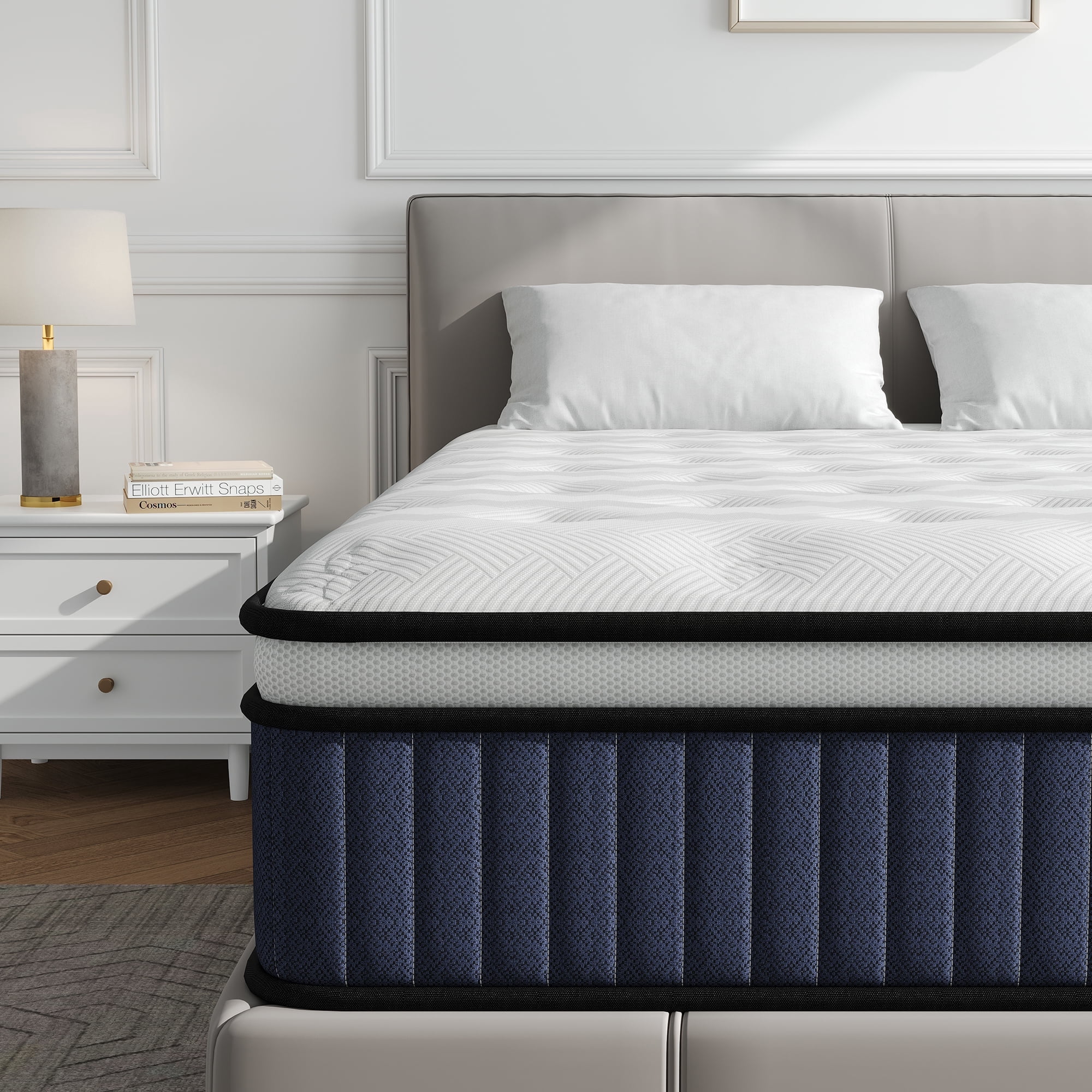 Behost 12 inch Queen Mattress in a Box, Euro Top Pocket Springs Mattress with 8-layer Support for Adults, Pressure Relief
