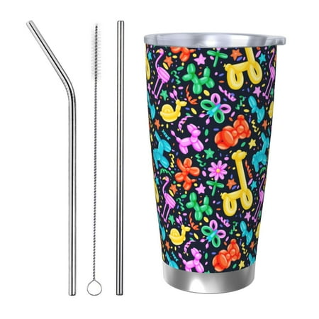 

Logiee Colorful Air Balloons1 Print 20OZ Car Cup with Lid Stainless Steel Vacuum Insulated Double Wall Travel Tumbler Durable Insulated Coffee Mug Thermal Cup with Straw-Straw Three-piece Set