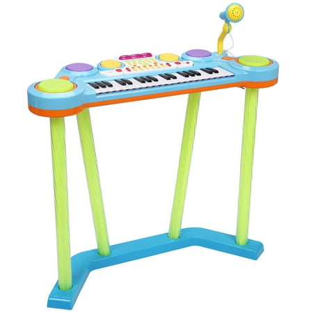 Costway 37 Key Electronic Keyboard Musical Piano Organ Drum Kids w/ Microphone MP3 (Best Keyboard With Lighted Keys)