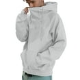 thumbnail image 3 of Zedker Mens Turtleneck Hoodies Jacket Cowl Neck Hooded Sweatshirts Casual Oversized Pullover Fall Winter Hoodie Sweater Gray M, 3 of 8