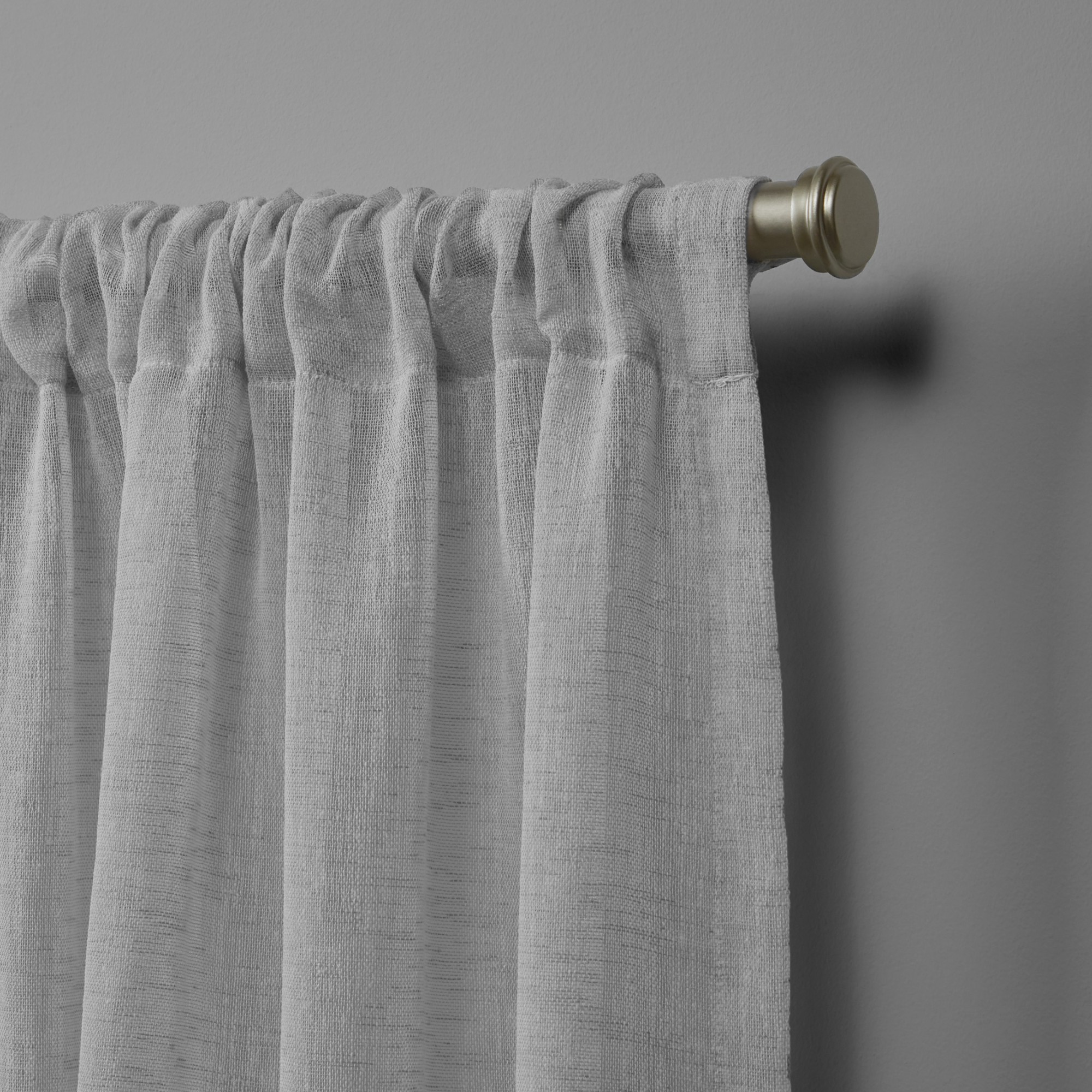 Nicole Miller Belfry Sheer Rod Pocket Top Curtain Panel Pair, 50x84, Silver