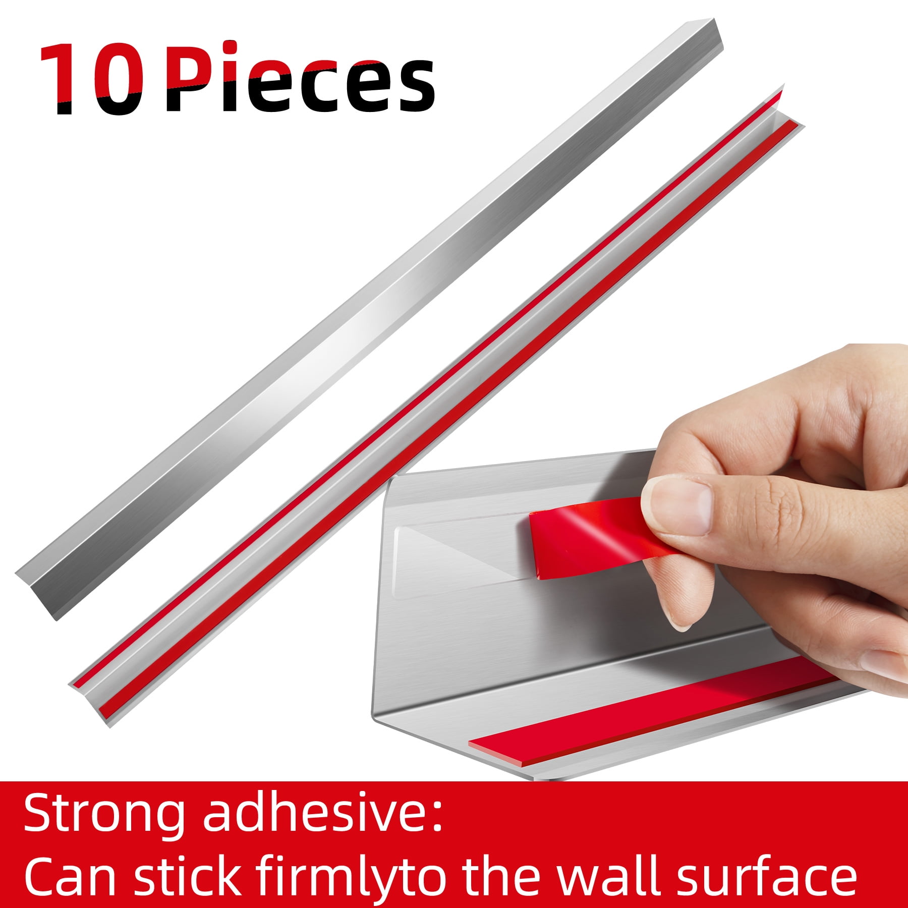 Cxforste 10-Pack Stainless Steel Wall Corner Guards, 2" x 2" x 48" Inch Silver Metal Corner Protectors